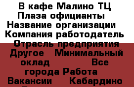 В кафе Малино ТЦ Плаза официанты › Название организации ­ Компания-работодатель › Отрасль предприятия ­ Другое › Минимальный оклад ­ 20 000 - Все города Работа » Вакансии   . Кабардино-Балкарская респ.,Нальчик г.